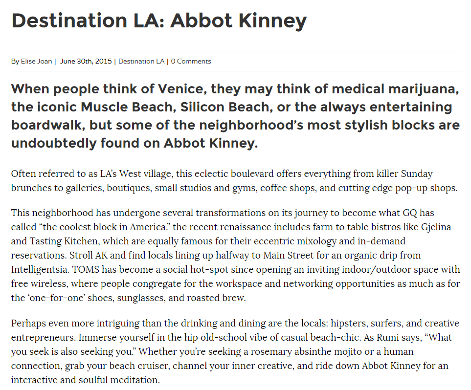 Destination LA Abbot Kinney